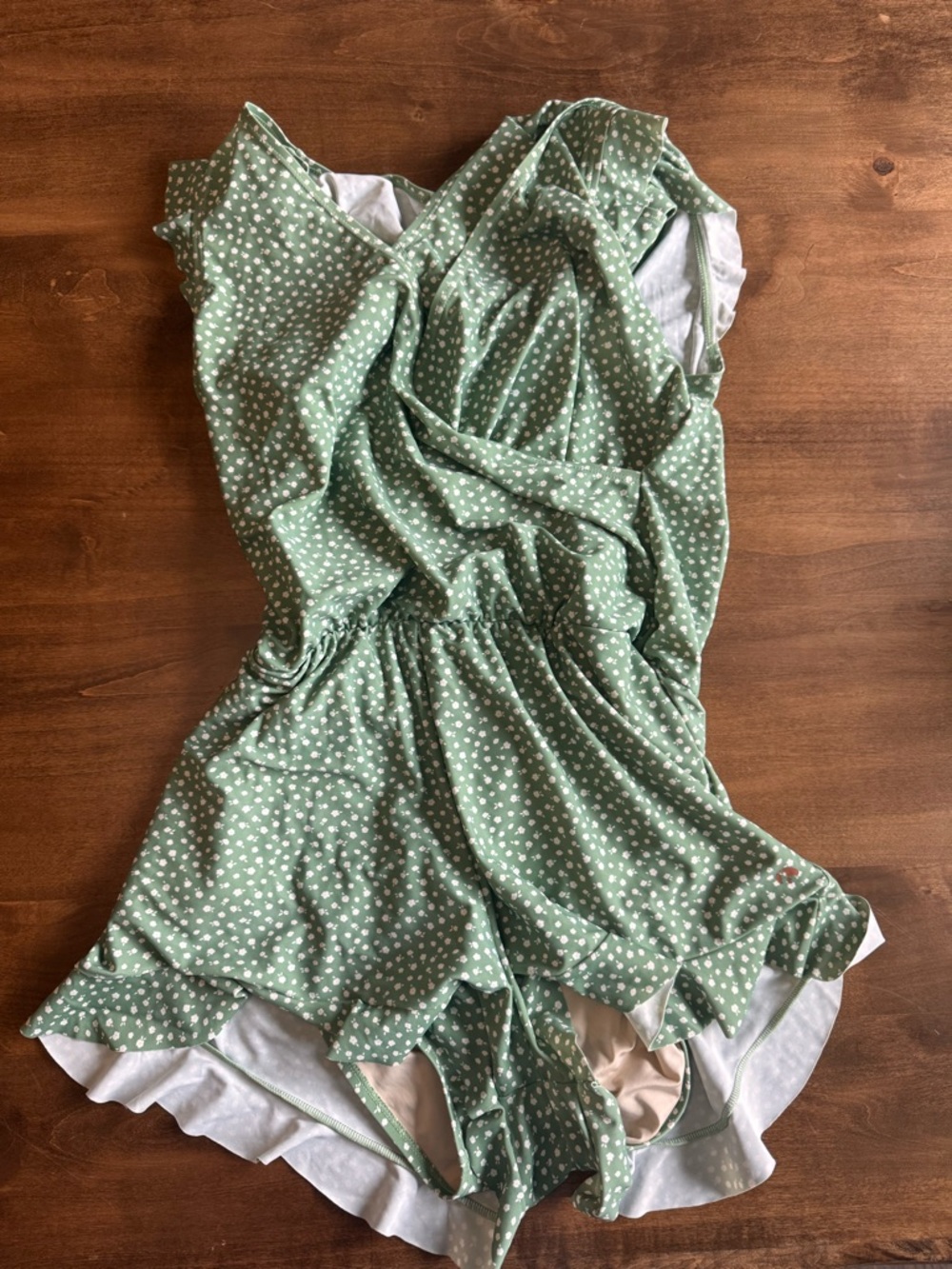 Honey Mark Green Floral Swim Romper